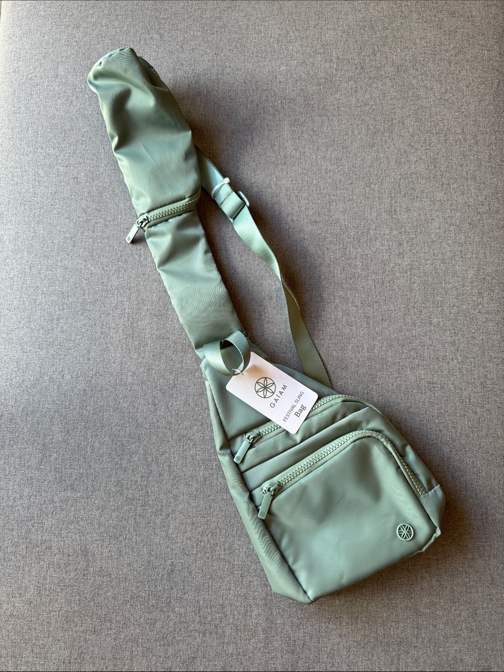 NWT Gaiam Festival Sling Bag Sage Green Crossbody